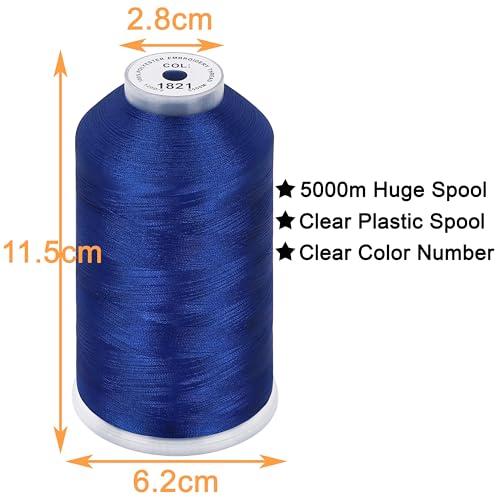 Image of New brothread - Single Huge Spool 5000M Each Polyester Embroidery Machine Thread 40WT for Commercial and Domestic Machines - Christmas Blue