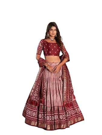 Navratri Collection Original Mirror Handwork Cotton Lehenga Choli With Laheriya Dupatta (MAROON)
