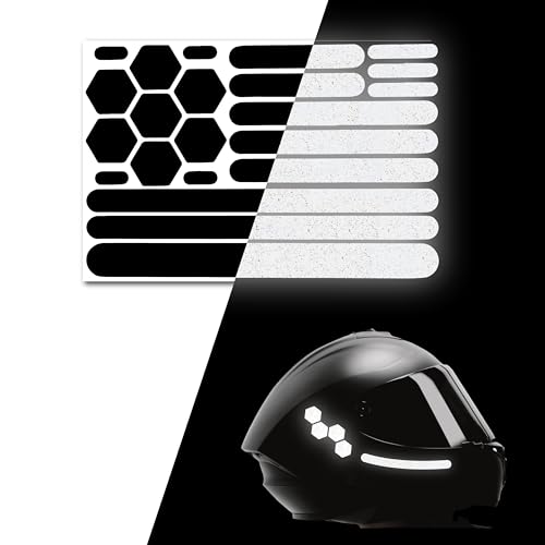 Elos 3M Reflective Black Stickers - Reflective Helmet Tape Motorcycle Reflective Tape Hi Viz Stickers for Helmets - Discreet Black Until Light Hits It (Regular Style 2 Count)