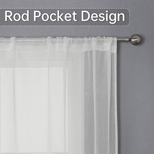 Wubodti 80 Inch Sheer Curtains Off White Linen Textured Voile For Doorway Closet Door, Rod Pocket Semi Sheer Solid Privacy Window Curtain Drapes For Sliding Door Room Divider Farmhouse Bedroom, 1 Pc #TOP3