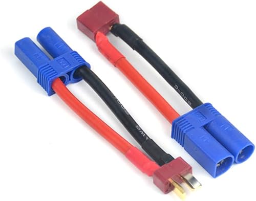 Miniatura 2 de 2 Pares EC5 Conector a Deans Estilo T-Plug Macho Hembra Adaptador de conversión RC 12 AWG Cable de alambre para RC Hobby Modelo FPV Dron Rojo y Azul
