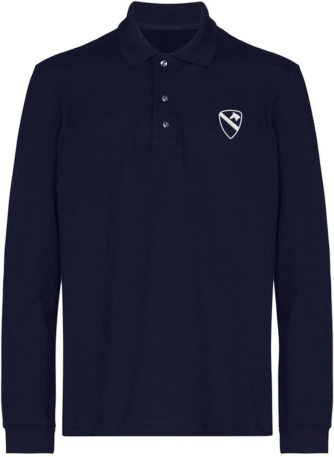 Polo Shirts for Men Army 1st Cavalry Division Embroidered Long Sleeve Mens Polo Shirts