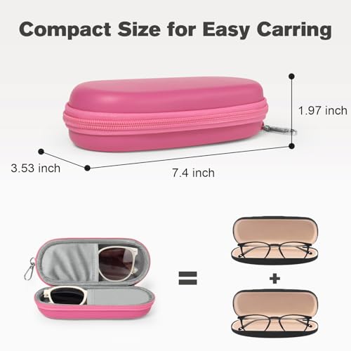Image of Double Eyeglasses Case, Dual Glasses Sunglasses Organizer with Zipper Closure, Eyewear Storage Box for Men Women Travel