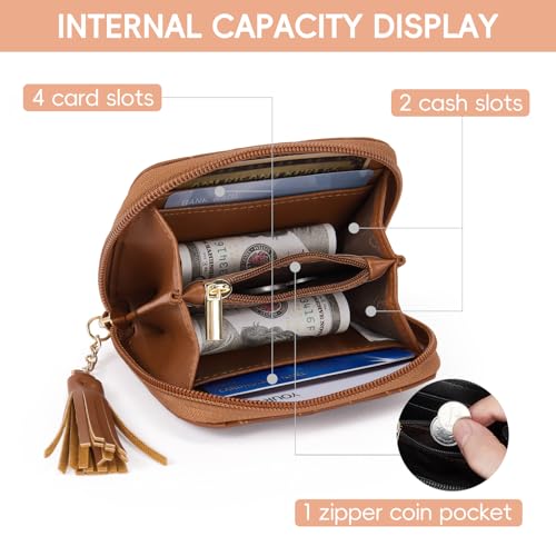 Small Quilted Wallet for Women RFID Blocking Credit Card Womens Wallet with Wristlet Brown2