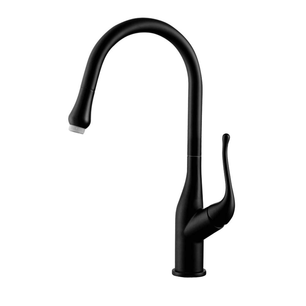 Robinet de cuisine noir avec douchette extractible pour eau chaude et froide
