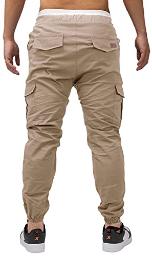 Outson Mens Fashion Joggers Sports Pants Casual Cotton Cargo Pants Gym Sweatpants Trousers Mens Long Pant Khaki #TOP4