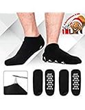 Christmas Gifts for Men, Happon Large Men's Moisturizing Gel Socks Men's Feet Care Ultimate Treatment for Dry Cracked Rough Skin on Feet Pack of 2 Pairs Black US Men 10-15