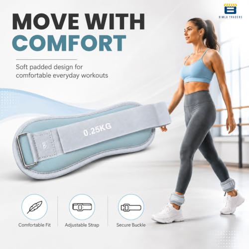 Image of Btag Soft Neoprene Ankle & Wrist Weights (0.25 kg x 2 Pcs) | Adjustable Strap | Unisex Leg & Arm Weight Cuffs for Gym, Workout & Training (Balck)