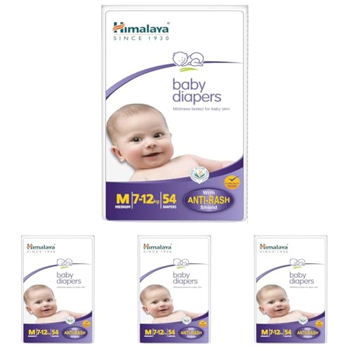 Image of Himalaya Baby Taped Diapers, Medium (7-12 kg), 54 Count (Pack of 4)