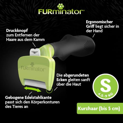 FURminator deShedding-Tool Hund Größe S Kurzhaar - Hundebürste für kleine Hunde zur Entfernung der Unterwolle - Verbessertes Design
