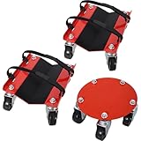 Heavy-Duty Snowmobile Dolly - 1500lbs Capacity, V-Slide Design, 2.5' Swivel Casters, Rubber Ski Pads, 2 Heavy-Duty Straps, Black (Red)