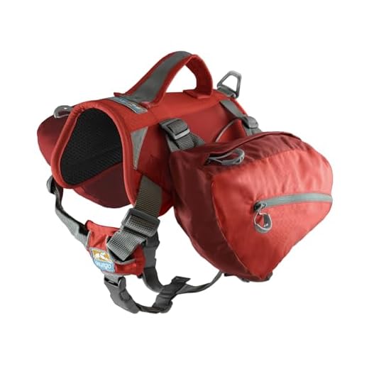 Kurgo Hunderucksack Baxter, Hundesatteltasche mit 2 Seitentaschen fürs Wandern, Für Hunde von 13 bis 38 kg geeignet, Rot