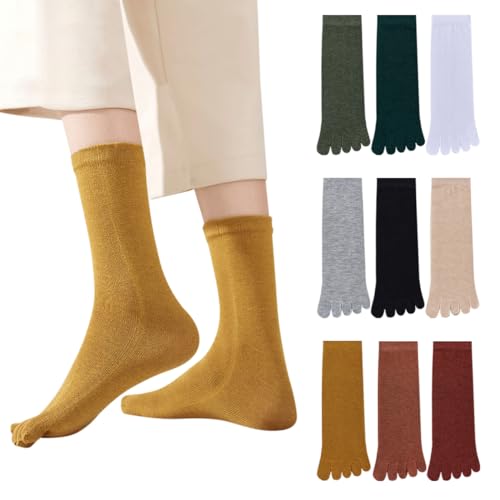 Chaussettes orteils séparés femme de sport mi-mollet en coton doux et respirant