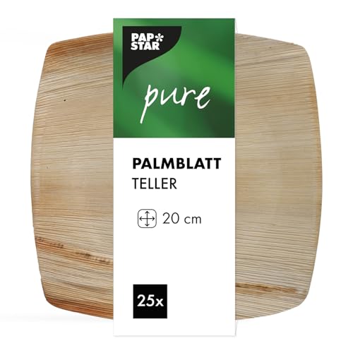 25 Teller, Palmblatt Pure 20 cm x 20 cm Natur Quadrato