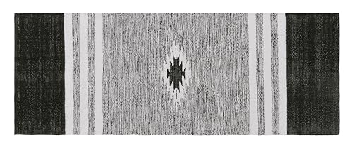 Image of Hand Woven 100% Natural Cotton Designer Rug|Kitchen Runner|Bedside Runner|Kitchen Mat|Carpet|Multiple uses for Balcony,Living Room,Bedroom,Size-22x60 Inches, (Black)