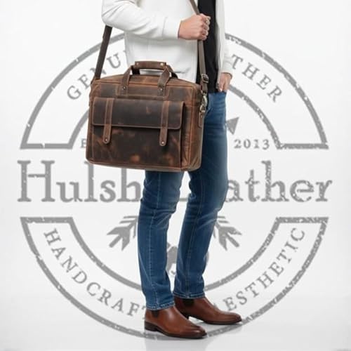 Image of Genuine Leather briefcases for men 17 inches computer bag for mens | Laptop bag, Work bag, Business and Office Bag
