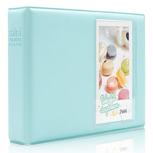 64 Taschen Mini-Fotoalbum für Fujifilm Instax Mini 7s 8 8+ 9 25 26 50s 70 90 Sofortbildkamera & Visitenkarte (Eisblau)