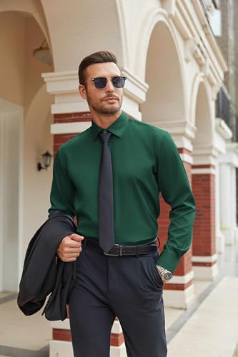 Image of COOFANDY Mens Stretch Dress Shirts Long Sleeve Button Down Shirt Regular Fit Formal Business Shirts