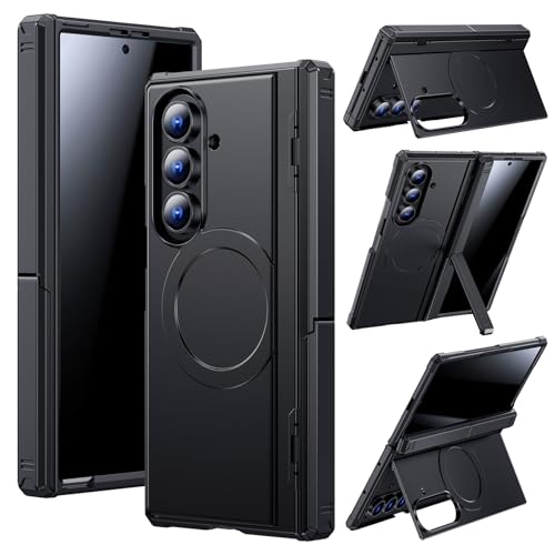 spoovcto für Samsung Galaxy Z-Fold-7 Magnet Hülle: Horizontaler/Vertikaler Ständer Kompatibel mit MagSafe Privatsphäre Schutzfolie Robuster Scharnierschutz Stoßfeste TPU Fold7 Schutzhülle Schwarz