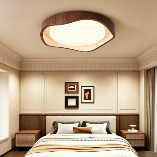 Trutipon Lámpara De Techo LED con Acabado De Nogal Regulación Continua Mediante Mando A Distancia Lámpara Moderna De 50 Cm Fabricada En Hierro Forjado Y PVC Adecuada para Dormitorios Y Estudios