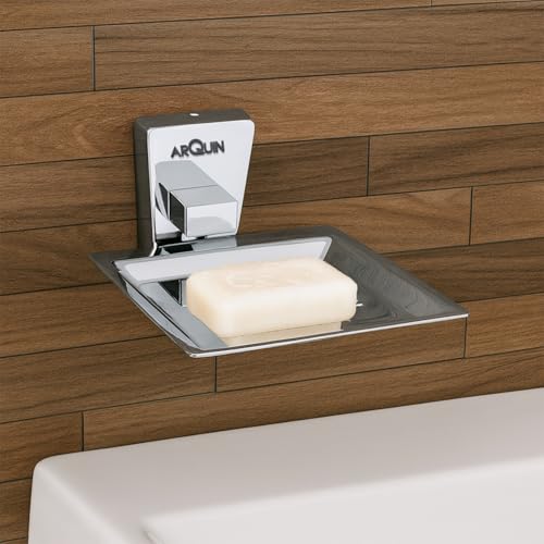 Image of ARQUIN ARQUIN Soap Dish for Bathroom | 304 Grade Stainless Steel Soap Dish Tray | Soap Holder for Bathroom Accessories Set | Soap Stand | Drainage Slots Soap Stand for Washbasin Selvi (Chrome)