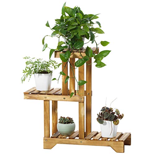 Plant Stand Plant Stand 4 Tier Bloem Stand Bloem Plank Houten Bloem Display Rack Tuin Thuis Bloem Balkon Plank Ladder Display(Licht Bruin) Multilayer