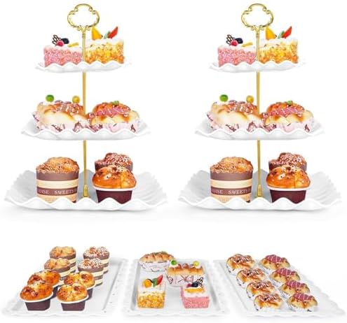 5 Pcs Dessert Table Display Set - 2 Pcs 3-Tier Dessert Display St...
