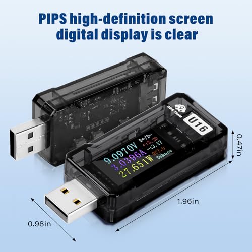 Image of USB Tester Power Meter, 4-25V 5A PD Tester Digital Multimeter, Voltage and Current Tester Meter Voltmeter, Power Bank Capacity USB Cable Charger Detector,Compatible with QC2.0 /3.0