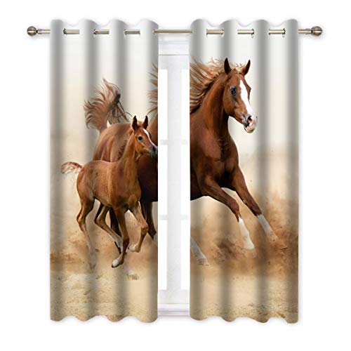 Two Running Horses Window Curtain Panels Blackout Curtain Panels Thermal Insulated & Light Blocking 42W X 84L Inch (Set Of 2 Panels) #TOP3