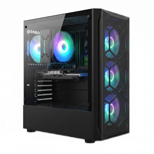 STGsivir PC Gamer Fixe,Ordinateur Gaming, Radeon RX 580 8Go, i7 jusqu'à 3,9GHz, 16Go RAM, 512Go SSD, 600M WiFi, BT 5,0, Ventilateur RGB x4, Windows11