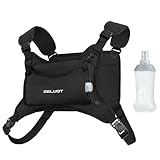 Zelvot Running Vest with 500ml Soft Flask, Lightweight Adjustable Chest Pack with 4 Pockets, Reflective Chest Bag for Women Men for Trail Running, Hiking, Cycling, Marathon (Black, M/L)
