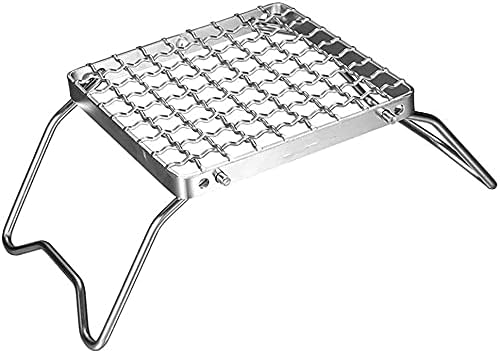 ZHJ Mini Folding Grill Rack with Adjustable Gear Camping Hiking Fishing Barbecue Garden Kitchen Camping Stove Equipment Stainless Steel Burner Bracket Portable Folding Type Camping Stoves
