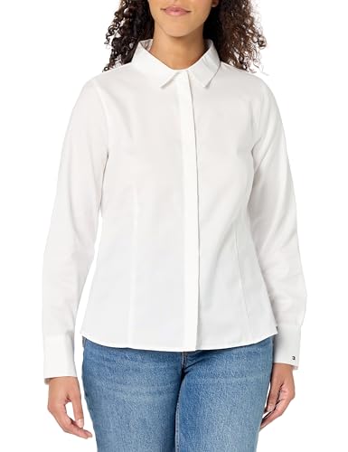 Tommy Hilfiger レディース 長袖襟付きシャツ, ホワイト, XX-Small