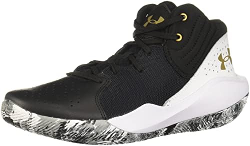 Under Armour Unisex Jet '21 Basketball Shoe, (006) Black/White/Metallic Gold, 10 US Men