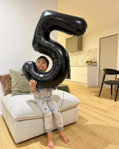 Image of 40 Inch Black Number 2 Balloon Birthday Party Decorations for Men & Women | 40 Inch Black inflatable foil number balloons, large birthday decorations for 2nd birthday