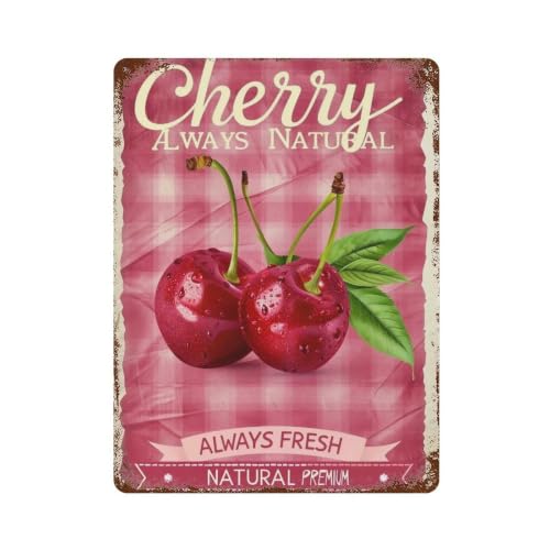 Décoration murale rétro en fer Fresh Cherry, affiche moderne style vintage