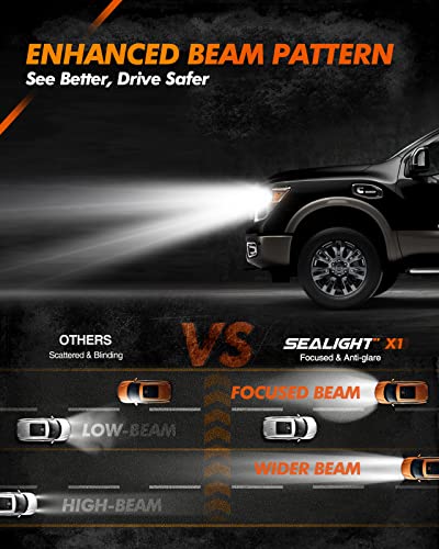 SEALIGHT 9005 9006 Light Bulbs, 60000LM 700% Brighter Fog Light with Turbo Fan,5 Mins Quick Installation, IP67 Waterproof Bulbs Pack of 4