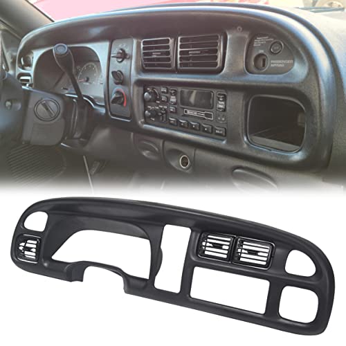 Kuafu Dashboard And Board Panel Compatible With 1998-2002 Dodge Ram Pickup 1500 2500 3500 Black Dash Bezel W/Vent & Grey Dashboard Overlay Instrument Cover 2 Packages #TOP4