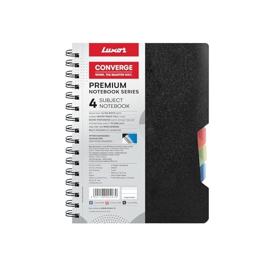Luxor 4 Subject Notebook | 70 gsm Paper | Single Ruled | Pages - 240 | Count - 1 | 10.8 x 14.0 CM | Spiral Binding | Versatile for School, Home & Office | Pro & Student-Friendly