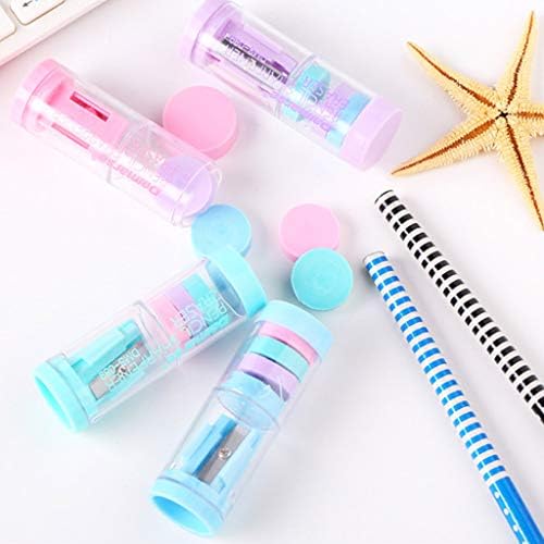 Guizhou Candy Color Pencil Sharpener With Erasers Kawaii Pencil Sharpener For Girls Gifts School Supplies