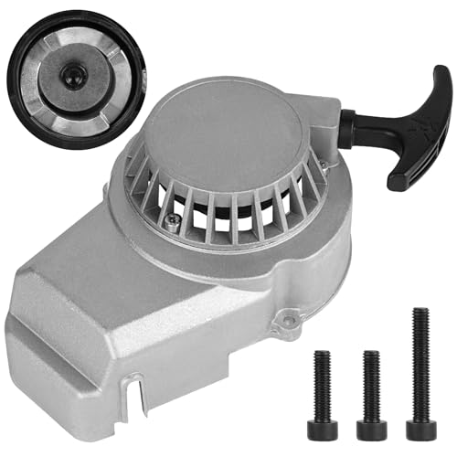 LALAGO 1pc Démarreur à Tirette Argent, Moto à Rebond de Engrenage Métallique avec Volant d'Inertie pour 2 Temps 47CC 49CC Offroad Voiture Sac de Plage...