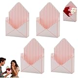 Valentine Envelope Boxes, Valentine Envelope Gift Box, Florist Bouquet Envelope Boxes, Valentines Day Flower Bouquet Package Gift Folding Paper Boxes for Wedding Birthday Festival Party Decoration (Pink-A 4PCS)
