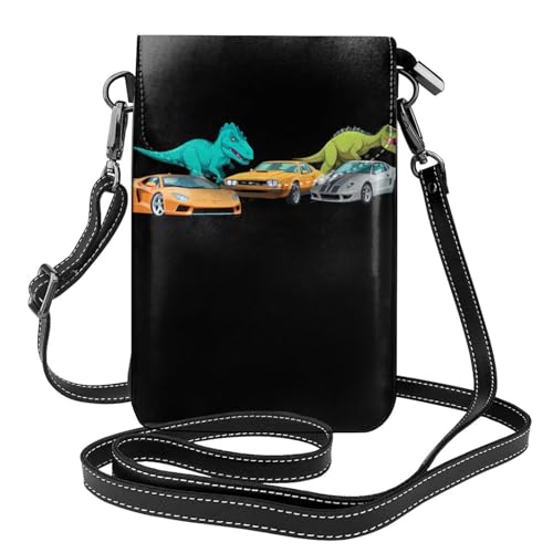 Petit sac à bandoulière en cuir pour téléphone portable imprimé dinosaures 19,3x12,4 cm