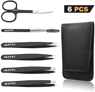 Eyebrow Tweezers Set 6 PCS, Professional Stainless Steel Eyebrow Tweezers Kit for Women/Men