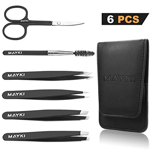 Eyebrow Tweezers Set 6 PCS, Professional Stainless Steel Eyebrow Tweezers Kit for Women/Men