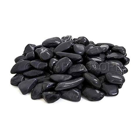 Quarrystore Black Polished Decorative Garden Pebbles - Approximately 40mm to 60mm in Size - Ideal Outside Decorative Stones for Plant Toppers or Features - 20kg Cover