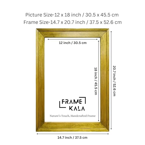 Image of FRAMEKALA Handmade Walnut Wooden Photo Frame, 12 x 18 inch Display to Showcase Artworks, Pictures, and Photos - Perfect for Wall, Home and Office Decor, A3 Size Display, PIne Green