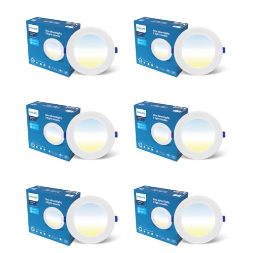 Image of PHILIPS 6W AstraGlow 3in1 LED Downlight | Ultra Bright Slim Panel Light | Junction Box Compatible | Energy Efficient LED Ceiling Light for Home & Office | Pack of 6