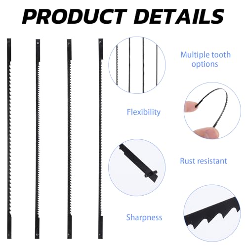 24 Stück Dekupiersägeblätter mit Stift, 127mm Kohlenstoffstahl 10/15/18/24 Zähne Laubsägeblätter, Standardmäßige Präzisionssägeblätter eignen sich zum Schneiden von Holz Metall Kunststoff