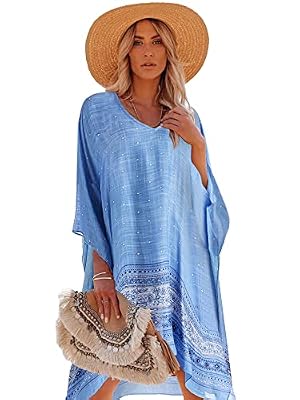 Moss Rose Women's Swimsuit Cover up Beach Kaftan for Bathing Suit with Floral Pattern